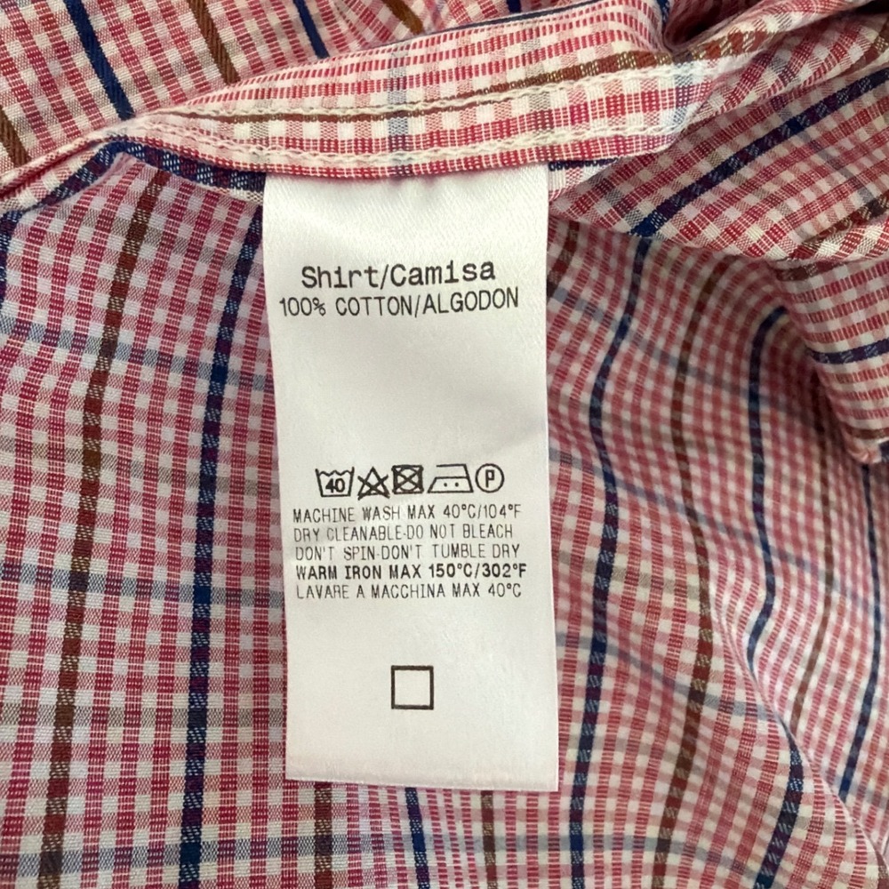 Ermenegildo Zegna Men Medium Red Blue Check Cotton Long Sleeve Button Down Shirt - Picture 8 of 11